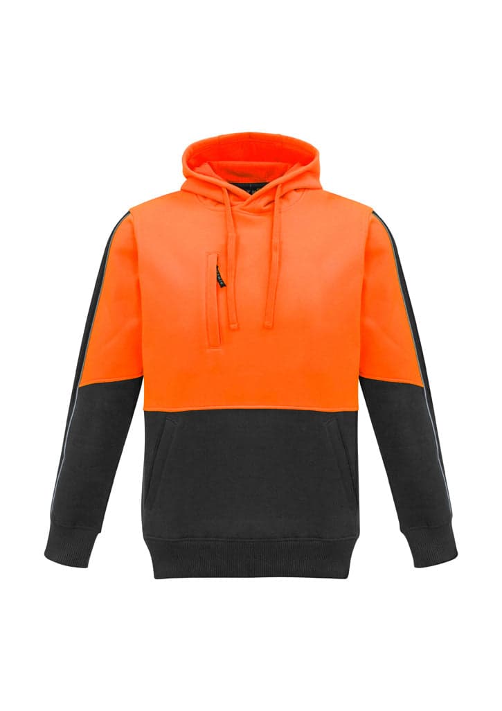 Unisex Hi Vis Pullover Hoodie in Orange/Charcoal