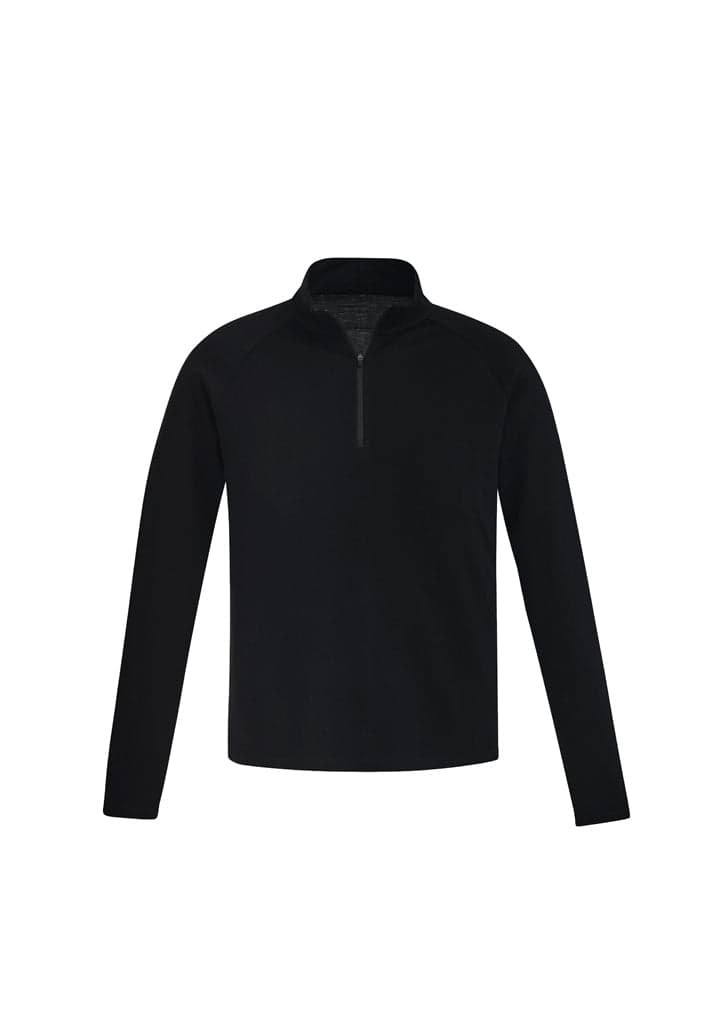 Mens Merino Wool Mid-Layer Pullover in Black