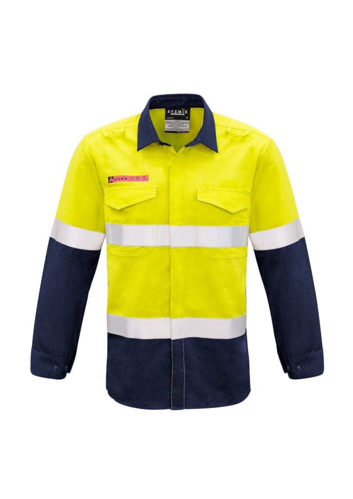 Mens FR Hooped Taped Spliced Shirt in Yellow/Navy