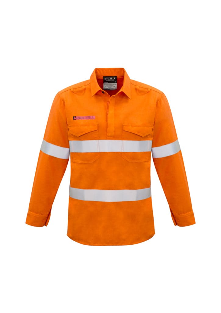 Mens FR Closed Front Hooped Taped Shirt in Orange
