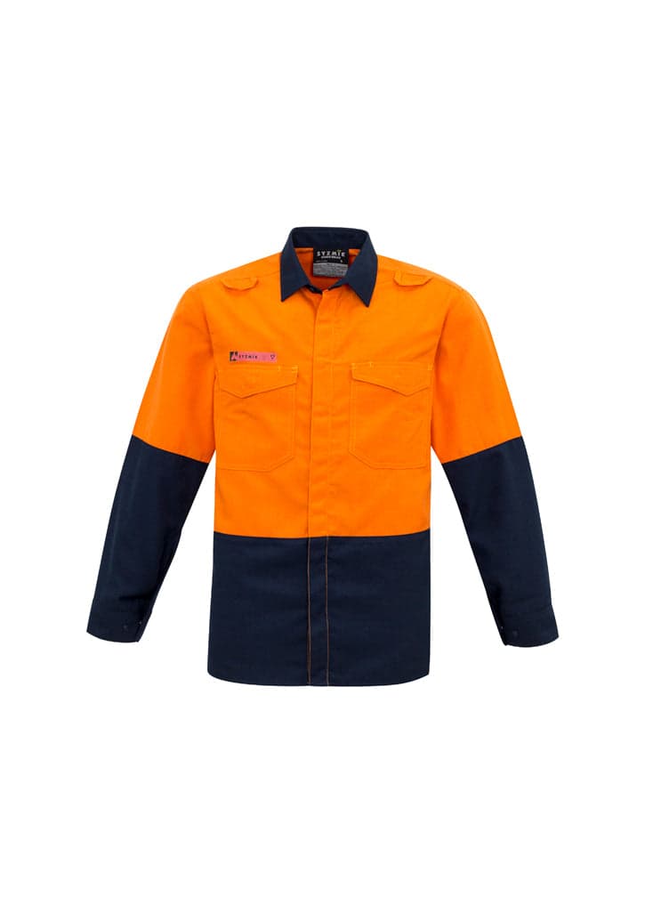 Mens Hi Vis Spliced Shirt in Orange/Navy