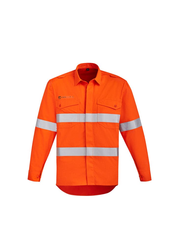 Mens Orange Flame HRC 2 Hoop Taped Open Front Spliced Shirt in Orange