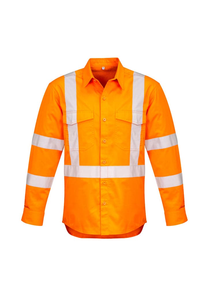 Mens Hi Vis X Back Taped Shirt in Orange